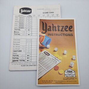 MB Yahtzee Score Pad Sheets 1975 Board Game Replacement Piece Vintage Rules